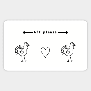 Social Distancing Turkey at Thanksgiving Line Drawing Magnet